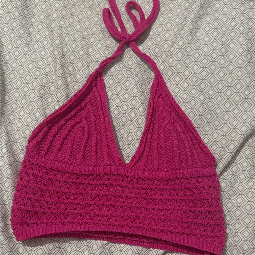 Pink Knit Halter Top